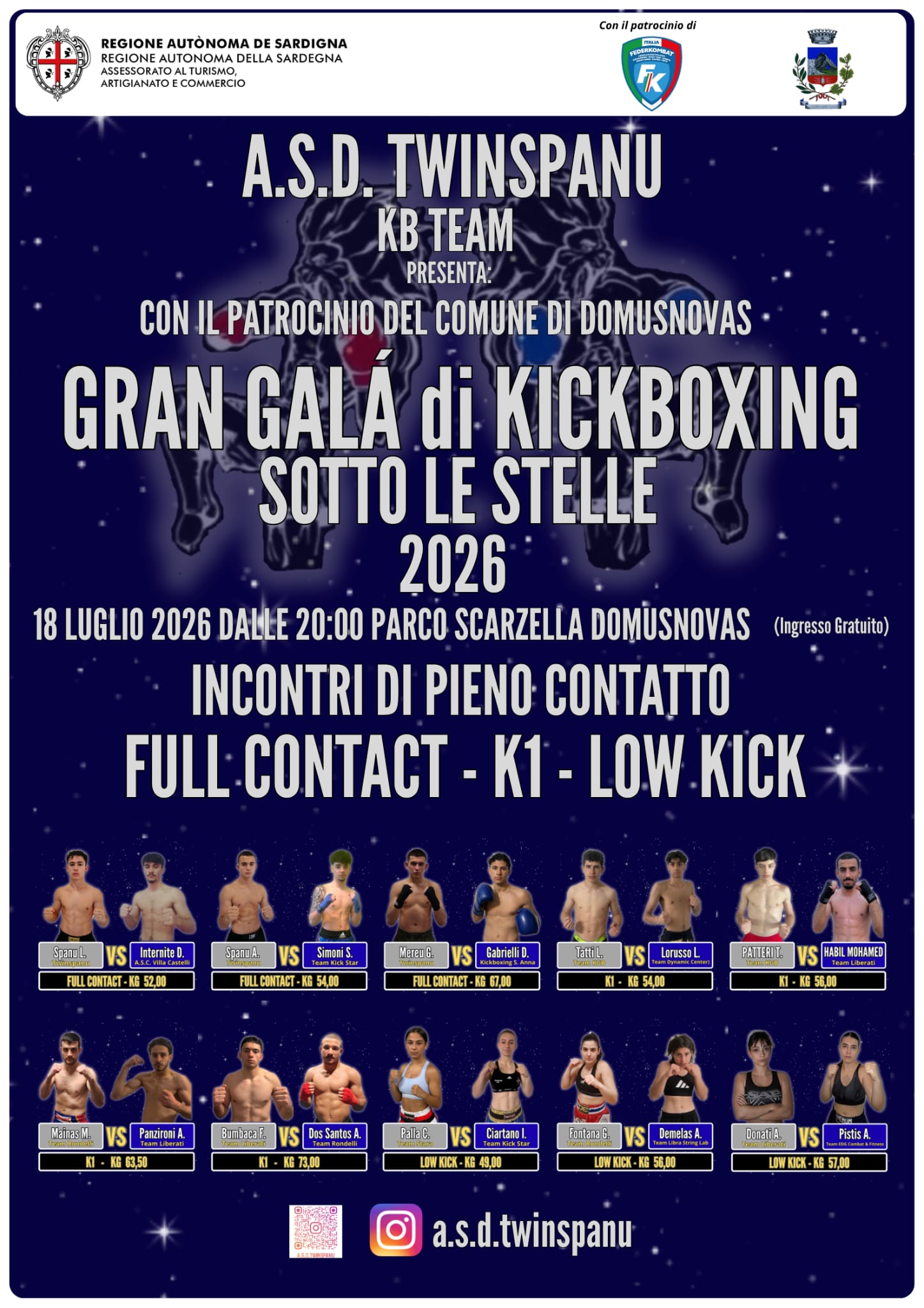 Locandina evento Gran Galà di Kickboxing sotto le Stelle 2026